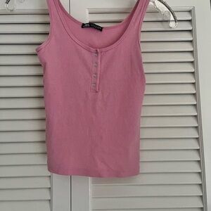 Zara Pink Ribbed Women's Tank